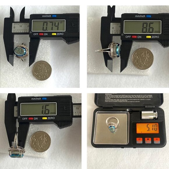 Sterling Silver 925 STS Oval Titanium Aura Quartz Druzy Ring Sz 8.5 - Picture 10 of 16